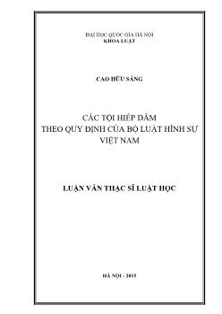 Các tội hiếp dâm theo quy định của bộ luật hình sự Việt Nam