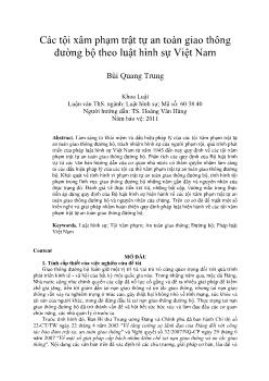 Các tội xâm phạm trật tự an toàn giao thông đường bộ theo luật hình sự Việt Nam