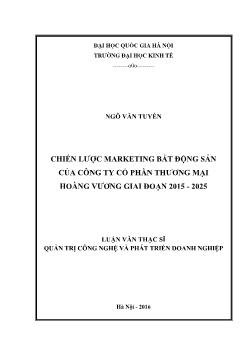 Chiến lược marketing bất động sản của công ty cổ phần thương mại hoàng vương giai đoạn 2015 - 2025