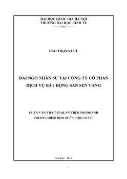 Đãi ngộ nhân sự tại công ty cổ phần dịch vụ bất động sản Sen Vàng