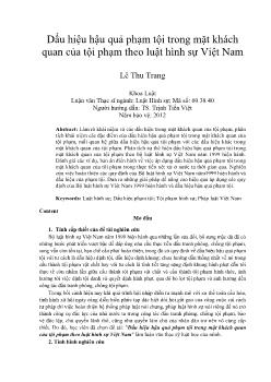 Dấu hiệu hậu quả phạm tội trong mặt khách quan của tội phạm theo luật hình sự Việt Nam