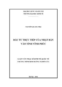 Đầu tư trực tiếp của Nhật bản vào tỉnh Vĩnh Phúc