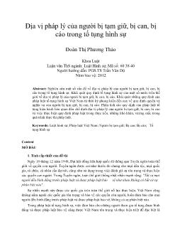 Địa vị pháp lý của người bị tạm giữ, bị can, bị cáo trong tố tụng hình sự