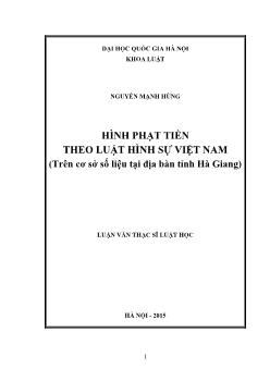 Hình phạt tiền theo luật hình sự Việt Nam (trên cơ sở số liệu tại địa bàn tỉnh Hà Giang)