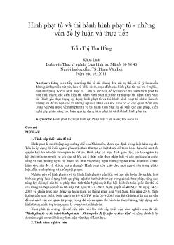 Hình phạt tù và thi hành hình phạt tù - Những vấn đề lý luận và thực tiễn