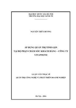 Luận văn Áp dụng quản trị tinh gọn tại bộ phận chăm sóc khách hàng – Công ty Vinaphone