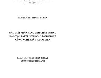 Luận văn Các giải pháp nâng cao chất lượng đào tạo tại trường cao đẳng nghề công nghệ giấy và cơ điện