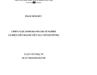 Luận văn Chiến lược kinh doanh cho xí nghiệp cơ điện - Liên doanh Việt Nga Vietsovpetro