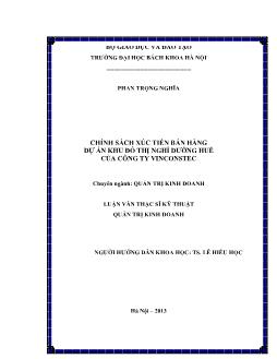 Luận văn Chính sách xúc tiến bán hàng dự án khu đô thị nghỉ dưỡng Huế của công ty Vinconstec