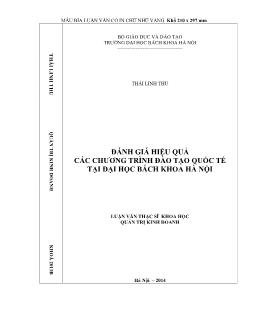 Luận văn Đánh giá hiệu quả các chương trình đào tạo quốc tế tại đại học bách khoa Hà Nội