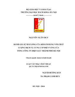 Luận văn Đánh giá sự hài lòng của khách hàng với chất lượng dịch vụ cung cấp điện năng của tổng công ty điện lực thành phố Hà Nội