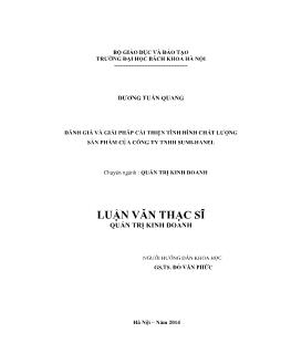 Luận văn Đánh giá và giải pháp cải thiện tình hình chất lượng sản phẩm của công ty tnhh sumi - Hanel