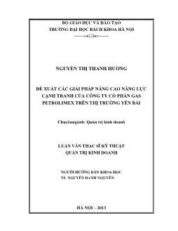Luận văn Đề xuất các giải pháp nâng cao năng lực cạnh tranh của công ty cổ phần gas petrolimex trên thị trường Yên Bái