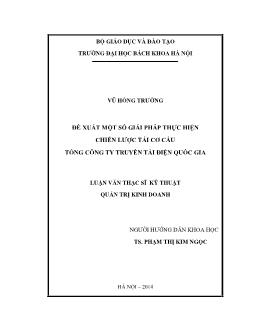 Luận văn Đề xuất một số giải pháp thực hiện chiến lược tái cơ cấu tổng công ty truyền tải điện quốc gia