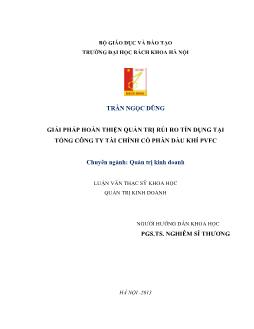 Luận văn Giải pháp hoàn thiện quản trị rủi ro tín dụng tại tổng công ty tài chính cổ phần dầu khí PVFC