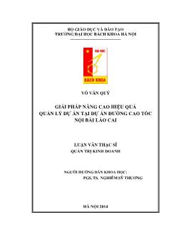 Luận văn Giải pháp nâng cao hiệu quả quản lý dự án tại dự án đường cao tốc nội bài Lào Cai