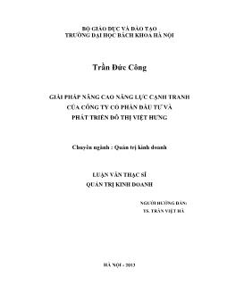 Luận văn Giải pháp nâng cao năng lực cạnh tranh của công ty cổ phần đầu tư và phát triển đô thị Việt Hưng