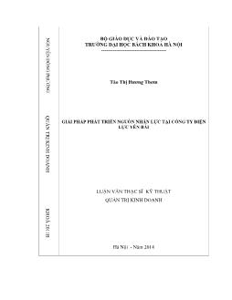 Luận văn Giải pháp phát triển nguồn nhân lực tại công ty điện lực Yên Bái