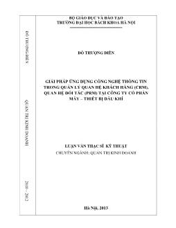 Luận văn Giải pháp ứng dụng công nghệ thông tin trong quản lý quan hệ khách hàng (crm), quan hệ đối tác (prm) tại công ty cổ phần máy – thiết bị dầu khí