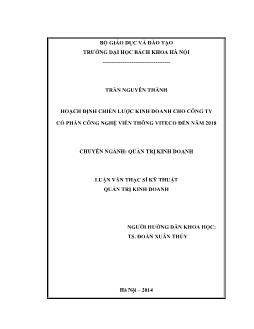 Luận văn Hoạch định chiến lược kinh doanh cho công ty cổ phần công nghệ viễn thông Viteco đến năm 2018