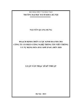 Luận văn Hoạch định chiến lược kinh doanh cho công ty cổ phần công nghệ thông tin viễn thông và tự động hóa dầu khí (paic) đến 2020