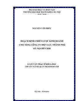 Luận văn Hoạch định chiến lược kinh doanh cho tổng công ty điện lực thành phố Hà nội đến 2020