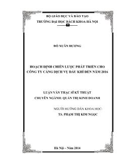 Luận văn Hoạch định chiến lược phát triển cho công ty cảng dịch vụ dầu khí đến năm 2016