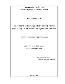 Luận văn Hoạch định chiến lược phát triển hệ thống công nghệ thông tin của bộ nội vụ đến năm 2018
