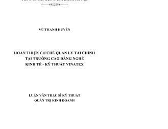 Luận văn Hoàn thiện cơ chế quản lý tài chính tại trường cao đẳng nghề kinh tế - Kỹ thuật vinatex