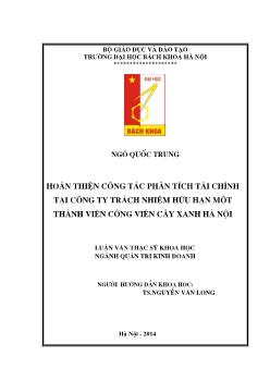 Luận văn Hoàn thiện công tác phân tích tài chính tại công ty trách nhiệm hữu hạn một thành viên công viên cây xanh Hà Nội