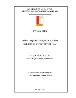 Luận văn Hoàn thiện hoạt động kiểm tra sau thông quan tại Việt Nam