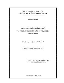 Luận văn Hoàn thiện văn hoá công sở tại cơ quan bảo hiểm xã hội thành phố Thái Nguyên