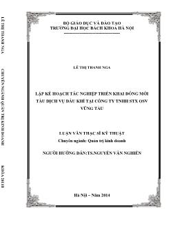 Luận văn Lập kế hoạch tác nghiệp triển khai đóng mới tàu dịch vụ dầu khí tại công ty TNHH STX OSV Vũng Tàu