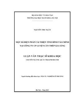 Luận văn Một số biện pháp cải thiện tình hình tài chính tại công ty CP luyện cán thép Gia Sàng