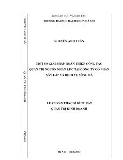 Luận văn Một số giải pháp hoàn thiện công tác quản trị nguồn nhân lực tại công ty cổ phần xây lắp và dịch vụ Sông Đà