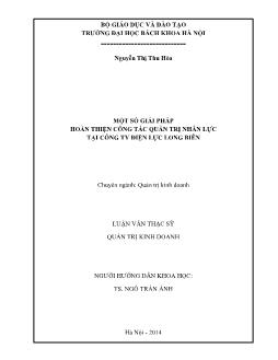 Luận văn Một số giải pháp hoàn thiện công tác quản trị nhân lực tại công ty điện lực Long Biên