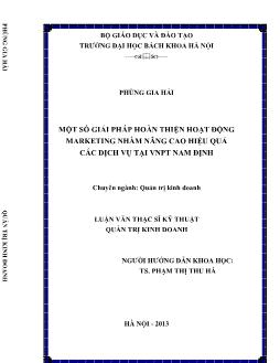 Luận văn Một số giải pháp hoàn thiện hoạt động marketing nhằm nâng cao hiệu quả các dịch vụ tại vnpt Nam Định