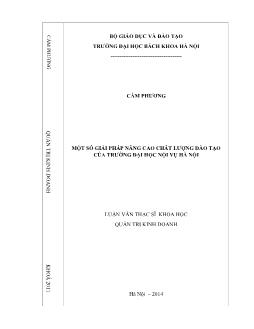 Luận văn Một số giải pháp nâng cao chất lượng đào tạo của trường đại học nội vụ Hà Nội