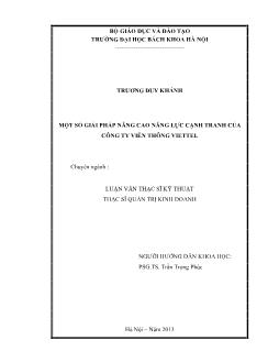 Luận văn Một số giải pháp nâng cao năng lực cạnh tranh của công ty viễn thông viettel