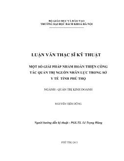 Luận văn Một số giải pháp nhằm hoàn thiện công tác quản trị nguồn nhân lực trong sở y tế tỉnh Phú Thọ