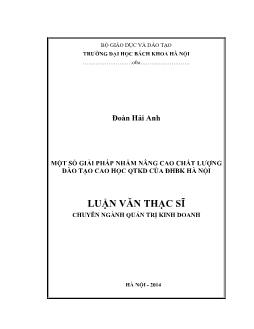 Luận văn Một số giải pháp nhằm nâng cao chất lượng đào tạo cao học quản trị kinh doanh của đại học bách khoa Hà Nội