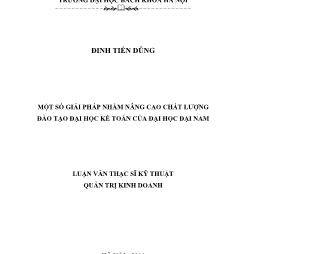 Luận văn Một số giải pháp nhằm nâng cao chất lượng đào tạo đại học kế toán của đại học Đại Nam