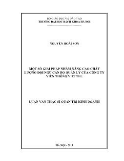 Luận văn Một số giải pháp nhằm nâng cao chất lượng đội ngũ cán bộ quản lý của công ty viễn thông Viettel