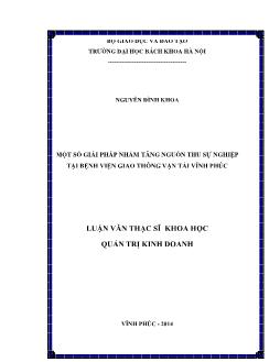 Luận văn Một số giải pháp nhằm tăng nguồn thu sự nghiệp tại bệnh viện giao thông vận tải Vĩnh Phúc