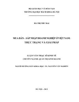 Luận văn Mua bán – sáp nhập doanh nghiệp ở Việt Nam: Thực trạng và giải pháp