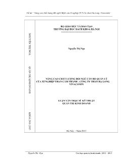Luận văn Nâng cao chất lượng đội ngũ cán bộ quản lý của xí nghiệp than Cẩm thành - Công ty than Hạ Long Vinacomin