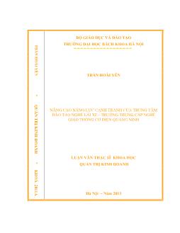 Luận văn Nâng cao năng lực cạnh tranh của trung tâm đào tạo nghề lái xe - Trường trung cấp nghề giao thông cơ điện Quảng Ninh