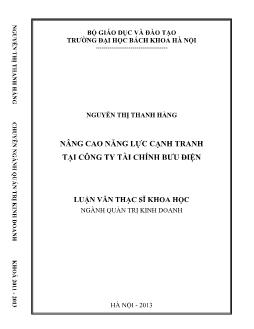 Luận văn Nâng cao năng lực cạnh tranh tại công ty tài chính Bưu Điện