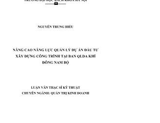 Luận văn Nâng cao năng lực quản lý dự án đầu tư xây dựng công trình tại ban QLDA khí đông nam bộ