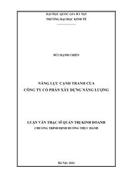 Luận văn Năng lực cạnh tranh của công ty cổ phần xây dựng năng lượng